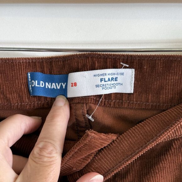 NEW Old Navy Womens‎ Sz 28 Plus Brown Corduroy Higher Rise Flare Corduroy Pants - Picture 8 of 9